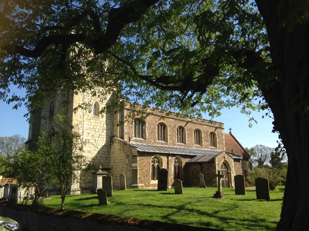 St Mary's Church Comberton, graveyard view